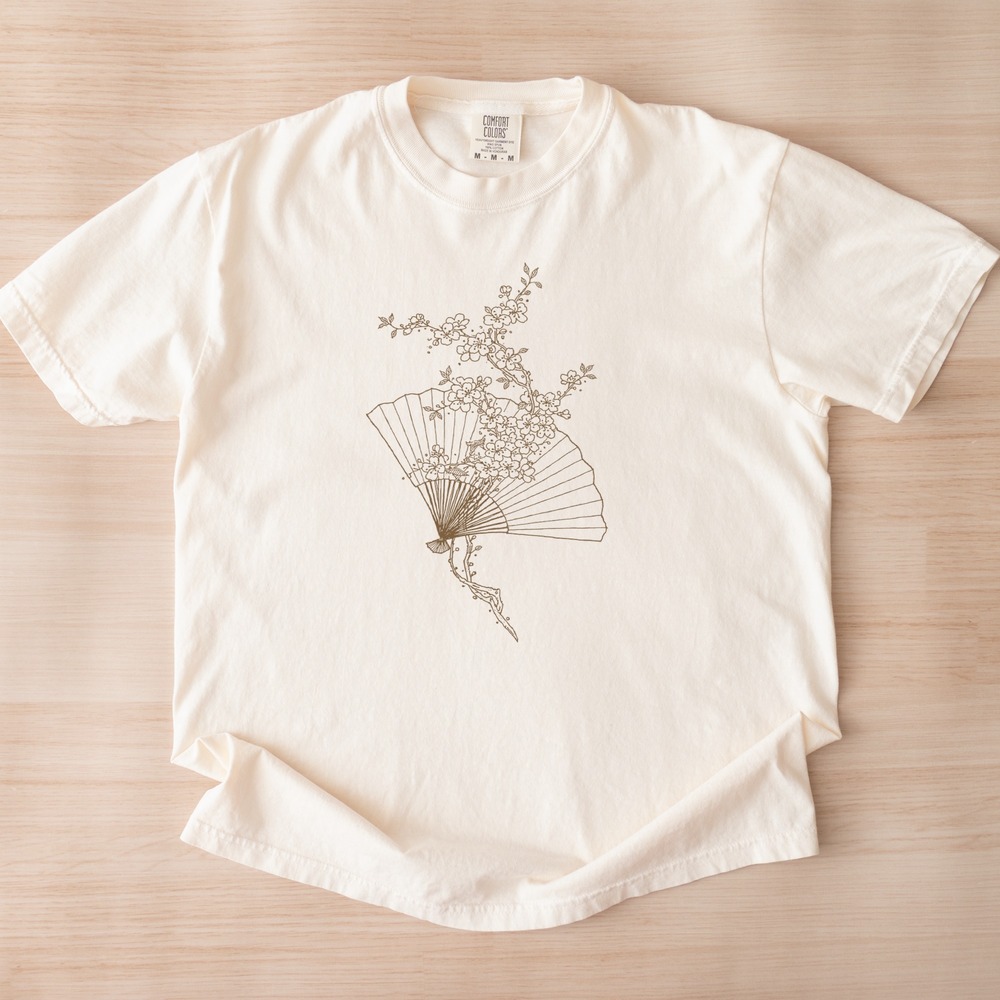 Boho Line Art Graphic Tee Floral Branch